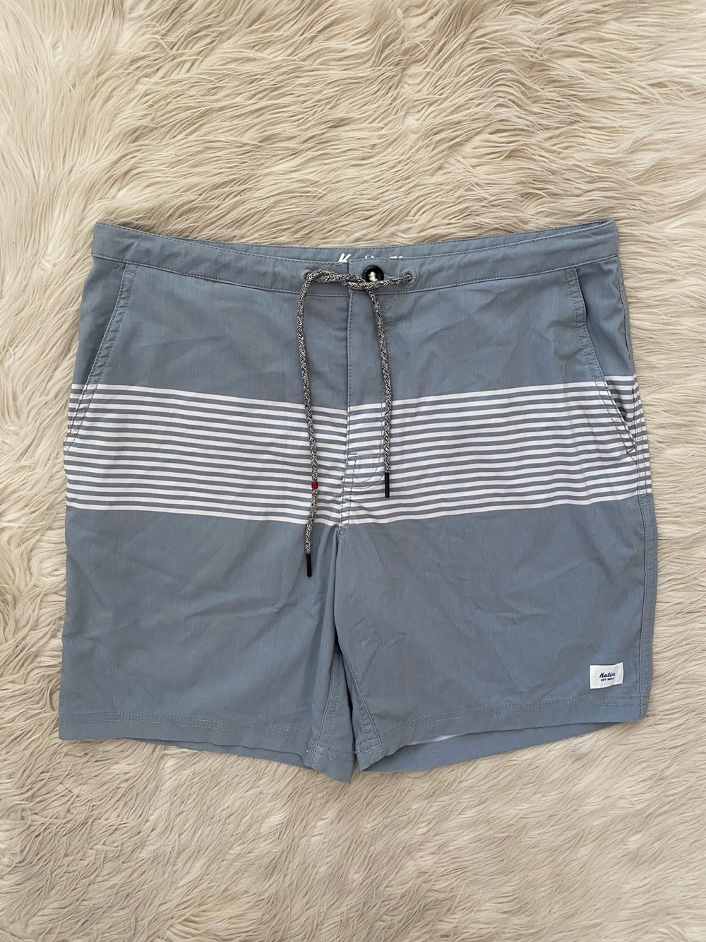 Katin Men's Roam Boardshort Swim Trunks Swimsuit Steel Blue Gray Stripe 31 - Picture 2 of 15